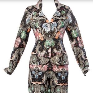 Mary Bays by Victoria Royal Vintage Beaded Floral Print Silk Blazer Top, 8